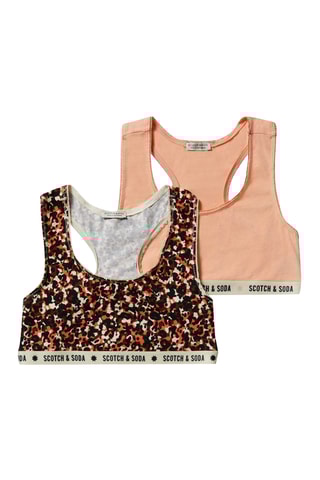 2 brassières en coton biologique - Noir et saumon