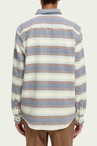 Chemise regular en coton biologique - Bleu-gris et blanc