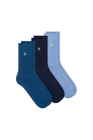 3 paires de chaussettes en coton biologique - Bleu