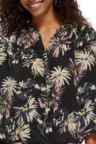 Blouse fleurie - Noir et rose