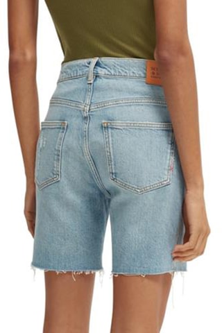 Short en jean taille haute - Bleu