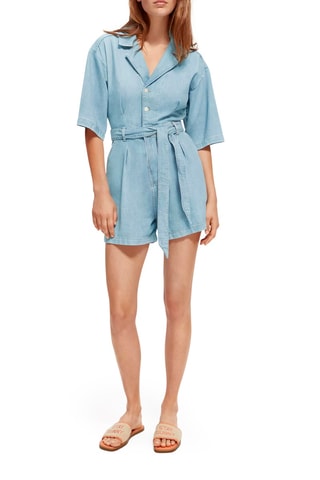 Combishort en jean Bleu