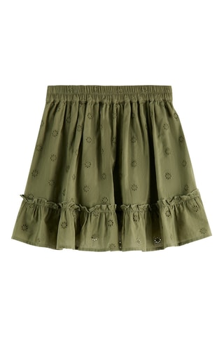 Jupe en broderie anglaise en coton biologique - Kaki