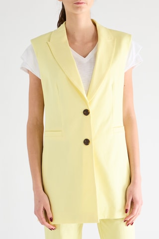 Gilet long en lin sans manches - Jaune pâle