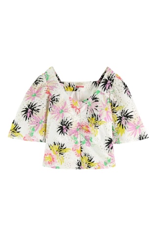 Top en broderie anglaise en coton biologique - Blanc