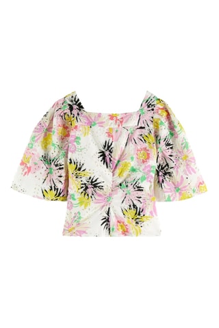 Top en broderie anglaise en coton biologique - Blanc