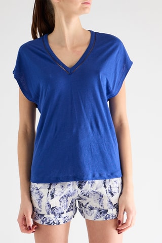 T-shirt en lin - Bleu