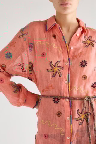 Robe chemise en lin - Rose