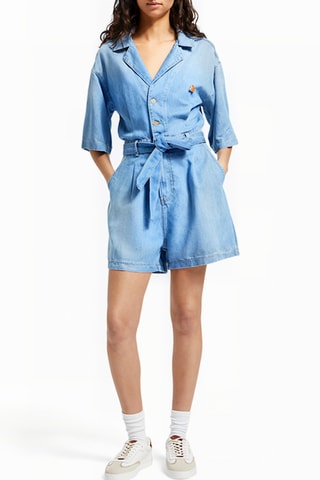 Combishort en jean - Ciel