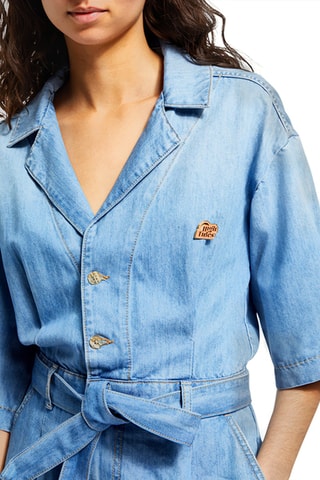 Combishort en jean - Ciel