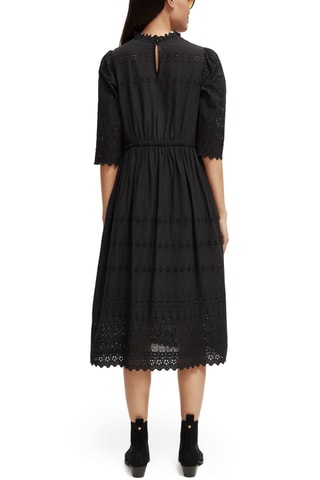 Robe midi en broderie anglaise en coton biologique - Noir
