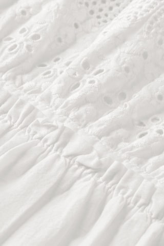 Robe midi en broderie anglaise en coton biologique - Ecru