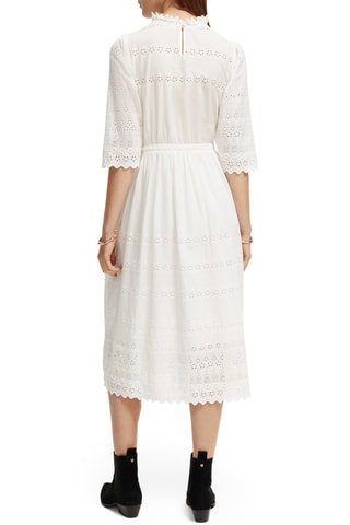 Robe midi en broderie anglaise en coton biologique - Ecru
