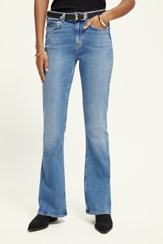 Jean flare taille haute - Ciel