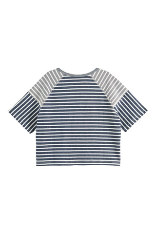 T-shirt en coton biologique - Ecru et bleu marine