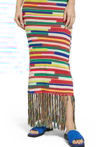 Robe longue - Rouge et écru