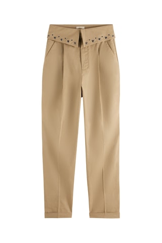 Pantalon en lin taille haute - Beige