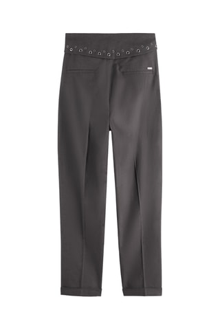 Pantalon en lin taille haute - Gris