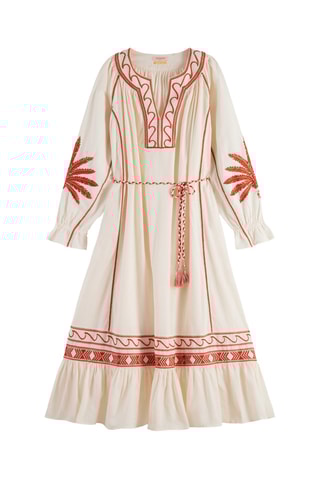 Robe longue - Ecru et rouge