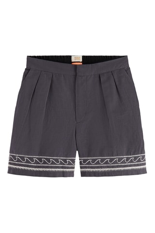 Short en lin taille haute - Noir