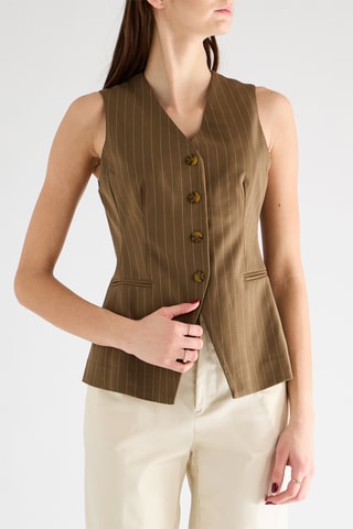Gilet long sans manches - Marron