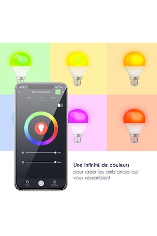 Pack 4 lâmpadas LED E27 Eko - RGB+W - Alexa - Google Assistant 