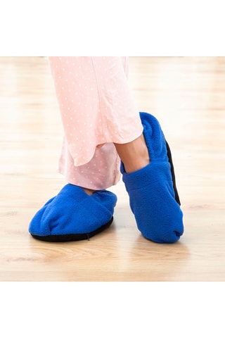 Conjunto de cobertor simples e pantufas micro-ondáveis - Azul