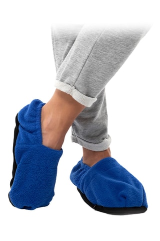 Conjunto de cobertor simples e pantufas micro-ondáveis - Azul