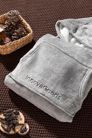 Conjunto de aquecedor de pés elétrico e sweat com capuz polar - 2100 W - Cinzento