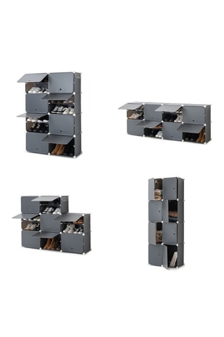 Estante para calçado - 28 pares - Cinzento