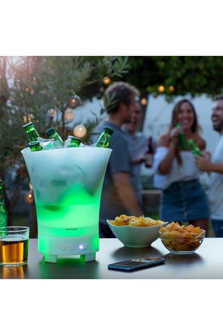 Balde para gelo LED e coluna Bluetooth Branco