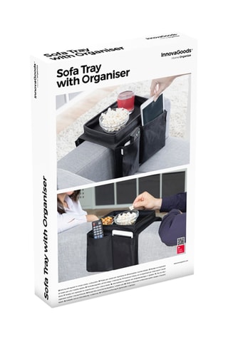 Organizador de comandos com plataforma para sofá Preto