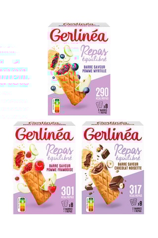 6 barres repas fourrées pomme framboise, pomme myrtille et chocolat - 360 g