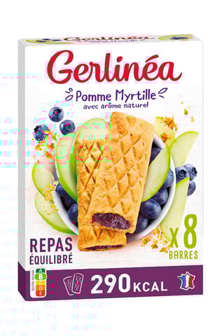 6 barres repas fourrées pomme framboise, pomme myrtille et chocolat - 360 g