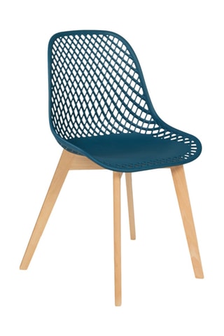6 sillas Maelle - Azul pato y natural - Patas de madera de haya