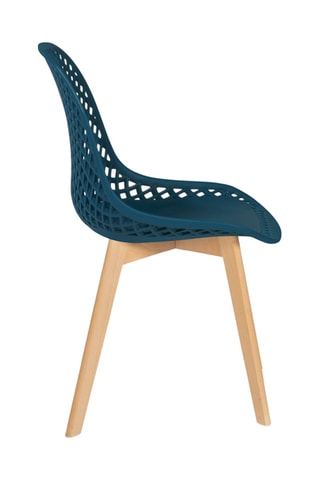 4 sillas Maelle - Azul pato y natural - Patas de madera de haya