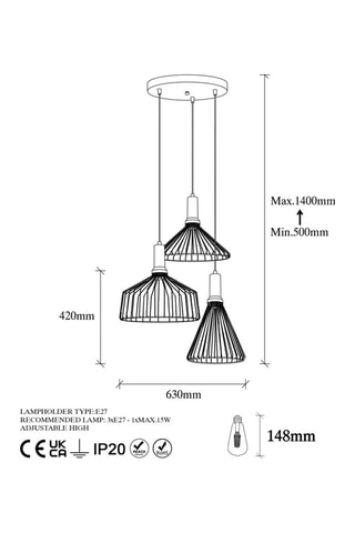 Suspension Dear - Noir et doré