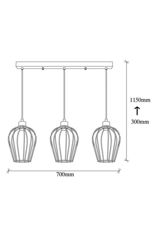 Hanglamp Tel - Zwart - 3 x 40 W