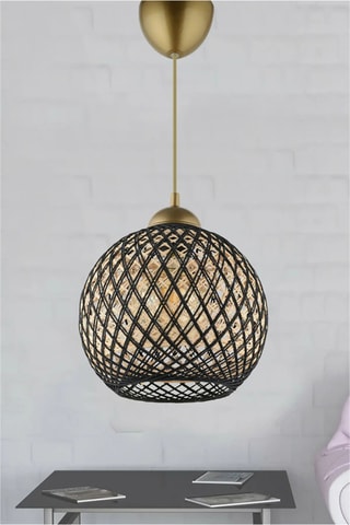 Hanglamp - Zwart en Goudkleurig - 60 W