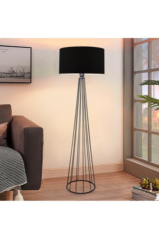 Lampadaire trépied - Blanc et imitation chêne - 60 W