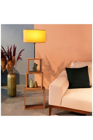 Houten Staanlamp op Driepoot Ayd - Beige en Naturel - 60 W