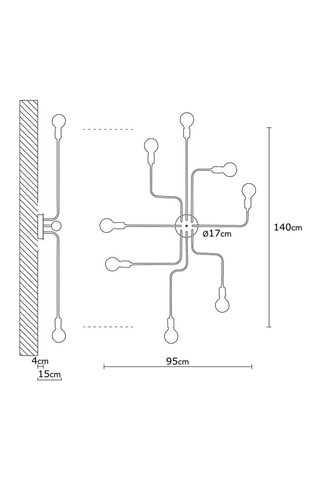 Plafondlamp Truva - Zwart - 8 x 40 W