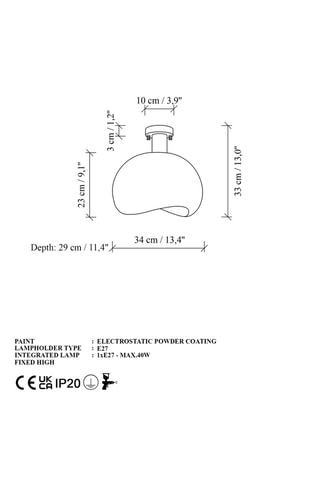 Plafondlamp - Wit - 40 W