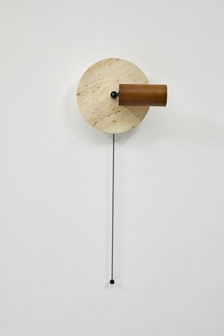 Applique murale en bois et travertin - Beige - 40 W