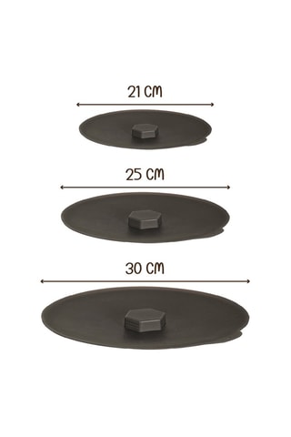 3 tampas de silicone sem BPA - 21/25/30 cm