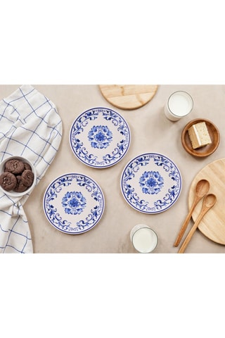 6 pratos para sobremesa em porcelana Blue Flower - 19,3 cm
