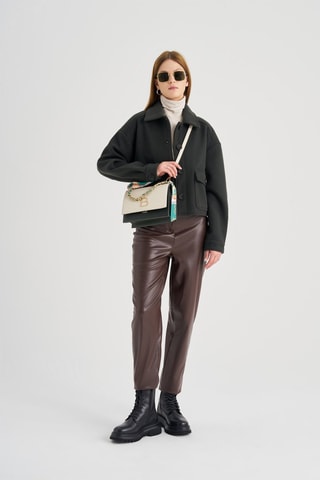 Handtas Ecru en Zwart - Beige