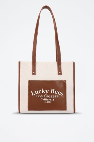 Handtas Ecru en Camel   - Bruin