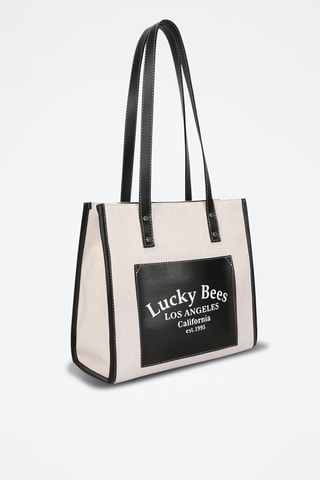 Handtas Ecru en Zwart - Lucky Bees - Zwart