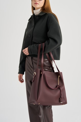 Handtas Chocoladebruin - Rood